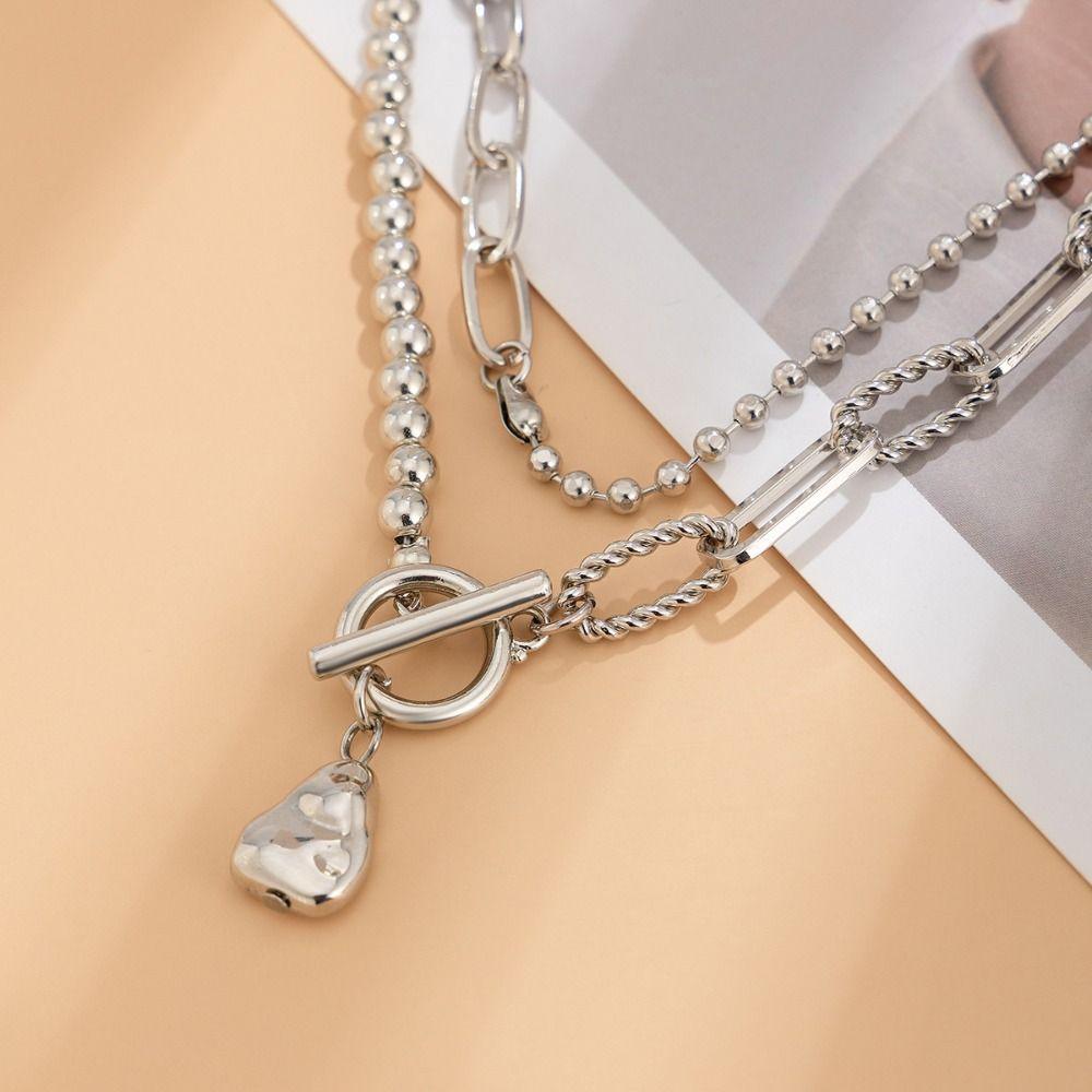 Retro Long Ball Chain Alloy Necklace Fashion Stacked Necklace Decoration Women