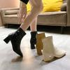 Women Thick Heel Medium Heel Boots Women's  New Winter Square Toe Back Zipper Increased Casual Short Boots Shoes for Women