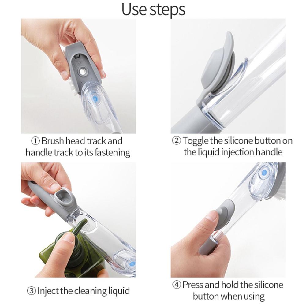 Handle Dishwashing with Soap Dispenser Multifunctional Dish Scrubber Scrub Cleaner Brush Sponge