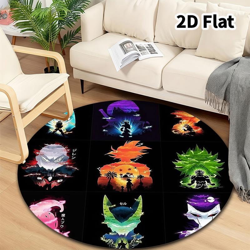 Dragon Ball Round Area Rug Carpet Rug For Living Room Bedroom Sofa Playroom Decor Nonslip Floor Mat