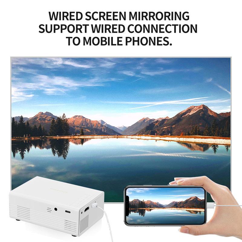 1080P Portable Mini Projector Usb Power Supply For Home Cinema Outdoor Camping Wired Phone Connection 100 Inches Screen Display