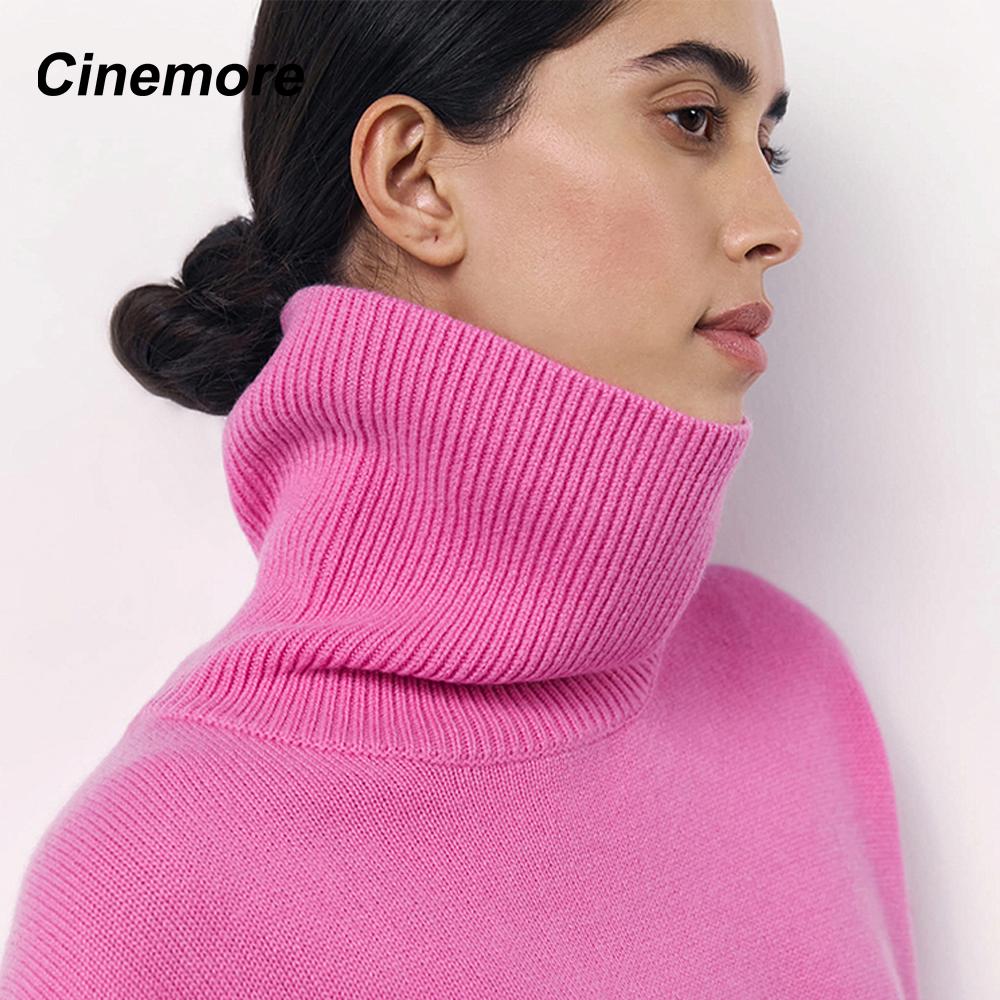 Cinemore Spring Autumn Women's Sweater Solid Oversize Casual Pullovers Warm Basic Long Sleeve Top O Neck Knitted Jumper Sweater