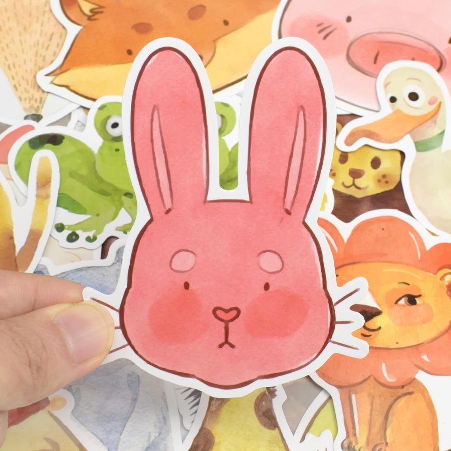 50 PCS Watercolor Animals Sticker Kids Toys Gifts Colorful Cute Cartoon Stickers To DIY Laptop Luggage Skateboard Guitar Decals