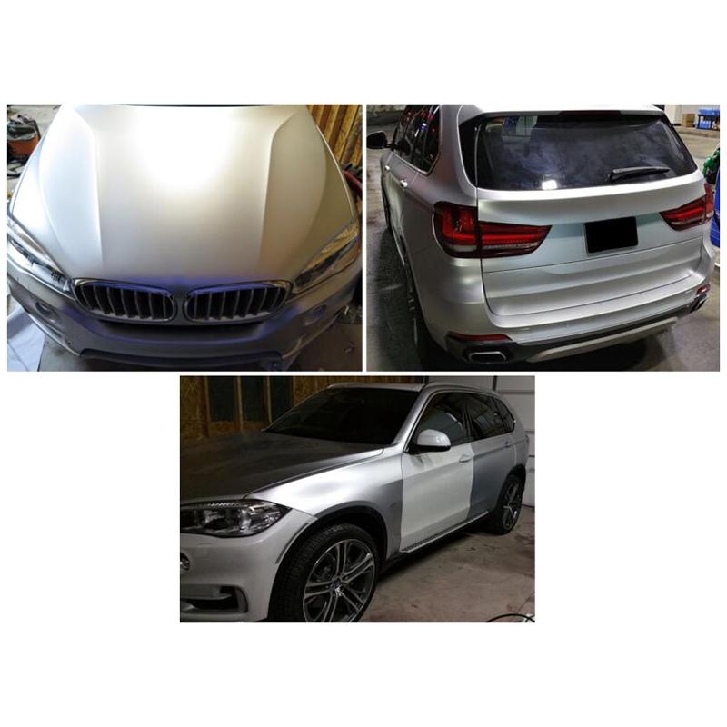 30*150cm Car Body Wrap Film Satin Matte Chrome Metallic Silver Vinyl Film Car Sticker Decal Car styling Wrap Sheet Roll Film