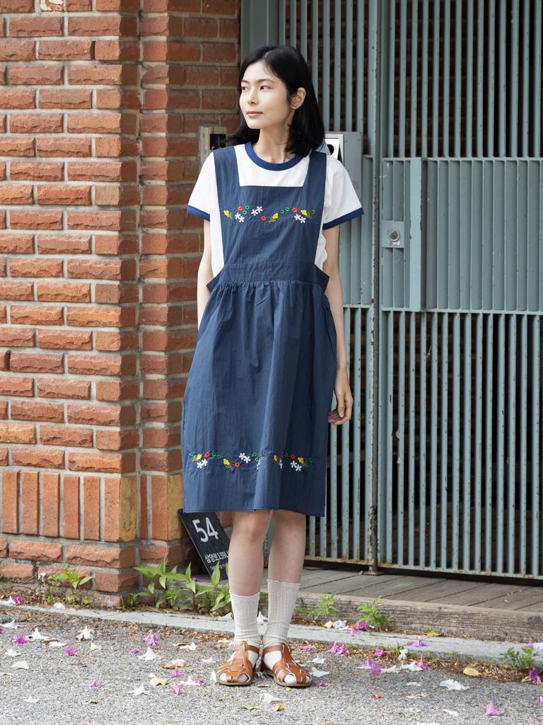 Vincent Navy Flower Garden Dress_Navy