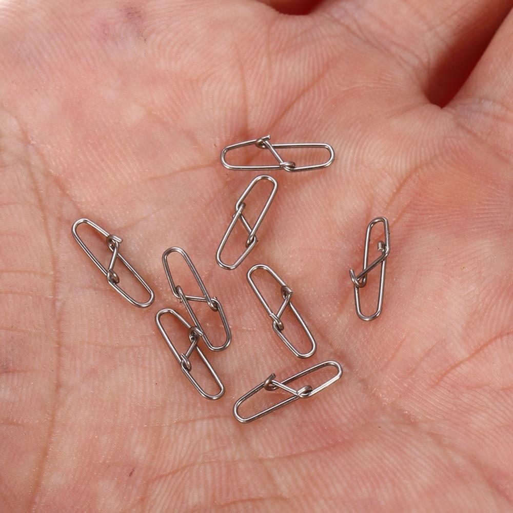 100PCS Stainless Steel Fishing Safety Snaps High Strength Fishing Cross Lock Snaps Sea Fishing