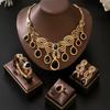 Fashionable and Exaggerated Diamond Studded Red and Black Water Droplet Necklace, Earrings, Rings, Bracelets, Four Piece Set