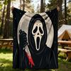 1 шт. Плед Фланелевый с Принтом Ghostface Scream для Улицы - Легкий, Мягкий, Теплый, Печать HD, Для Дивана, Кровати, Путешествий, Кемпинга 036