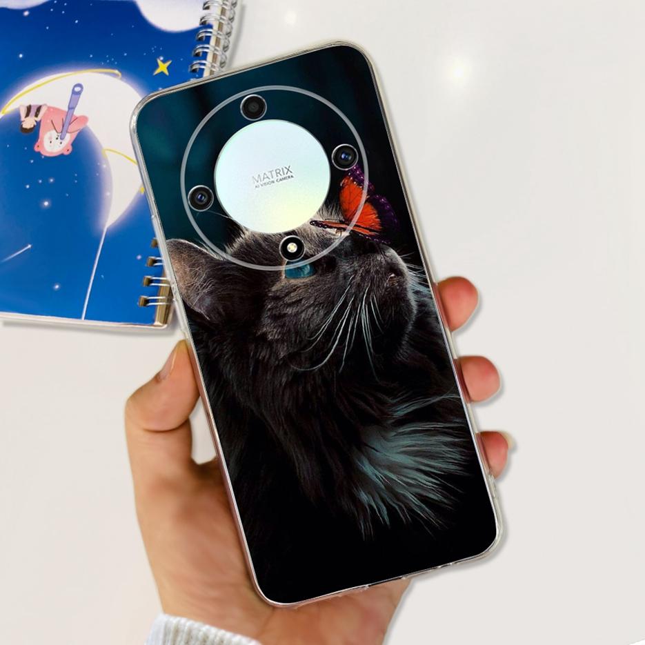 For Honor X9b 5G Case ALI-NX1 Cute Cat Butterfly Painted Cover Soft Silicone Phone Cases For Honor X9b X 9b HonorX9b Soft Fundas