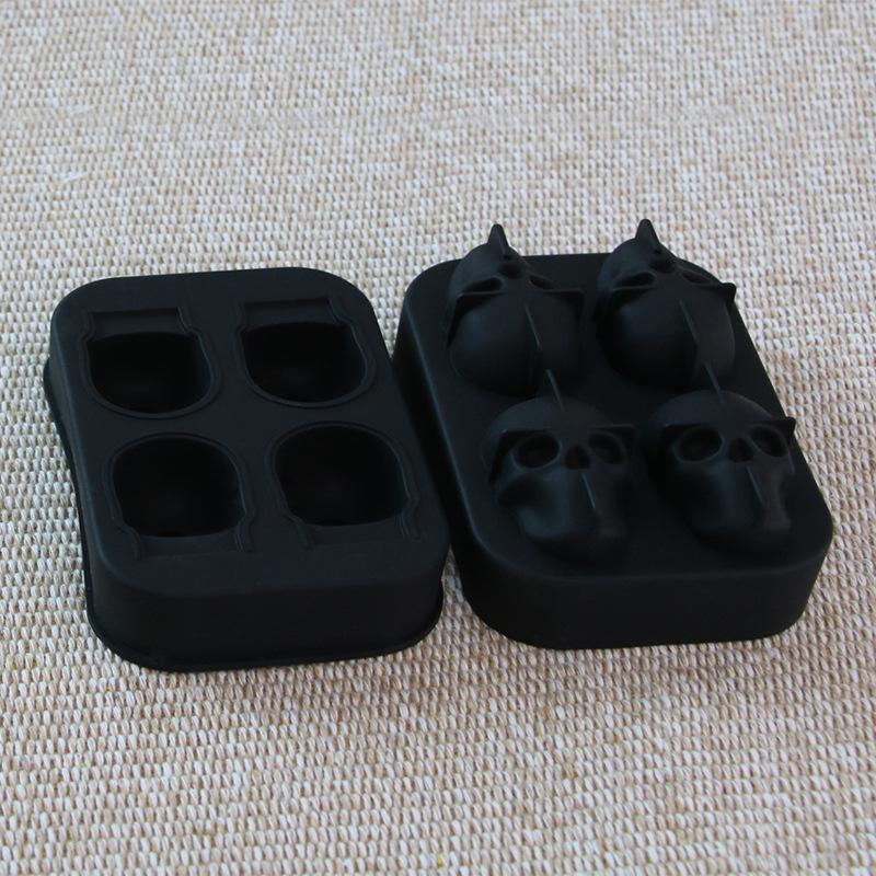 Силиконовая форма для льда в виде черепа, 4 ячейки, Хэллоуин, форма для DIY, для креативных коктейлей и напитков