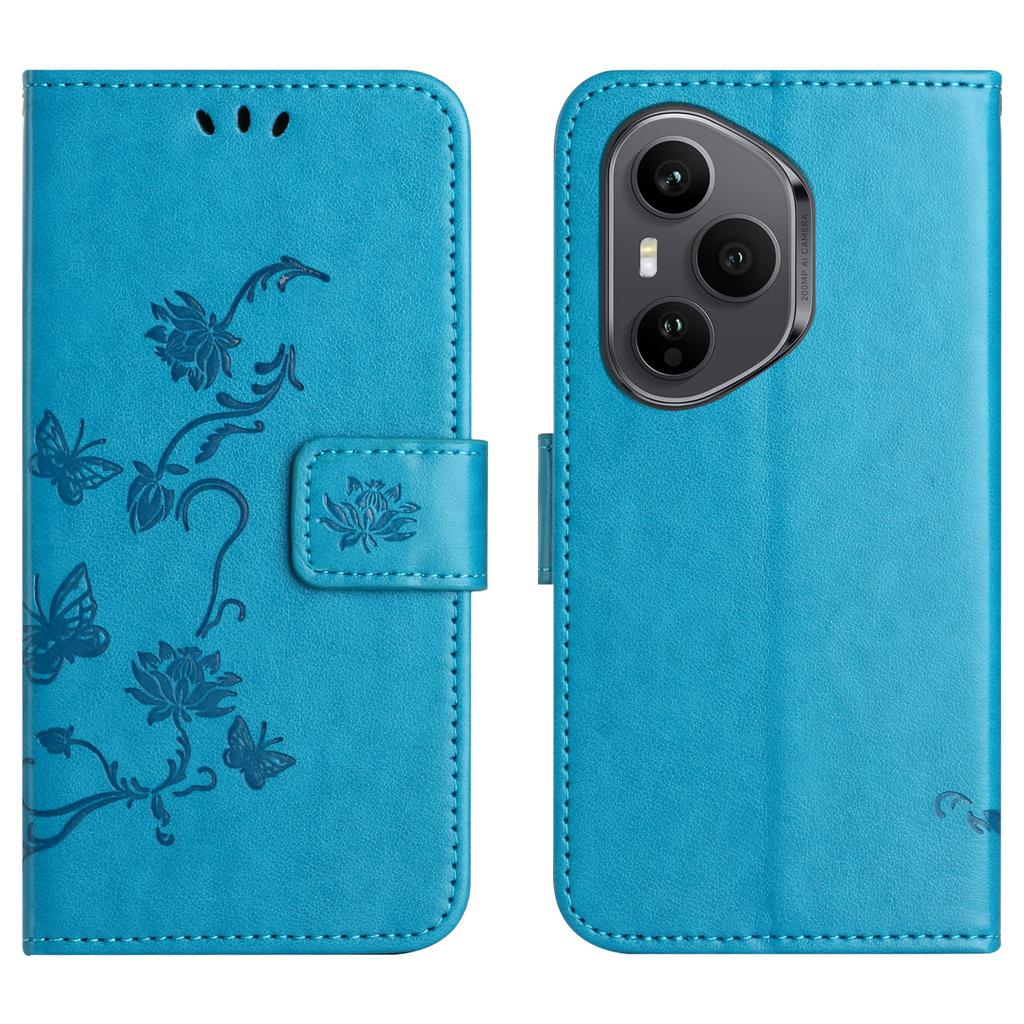 For Honor 400 Pro 5G (Global) Case Wallet Stand Imprinted Butterfly Flower PU Leather Phone Cover