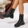 Fashion New Women's Flat Bottom Boots Lace Up 2024 Fashion Women's Zipper Boots Women's Ankle Boots Solid Color
