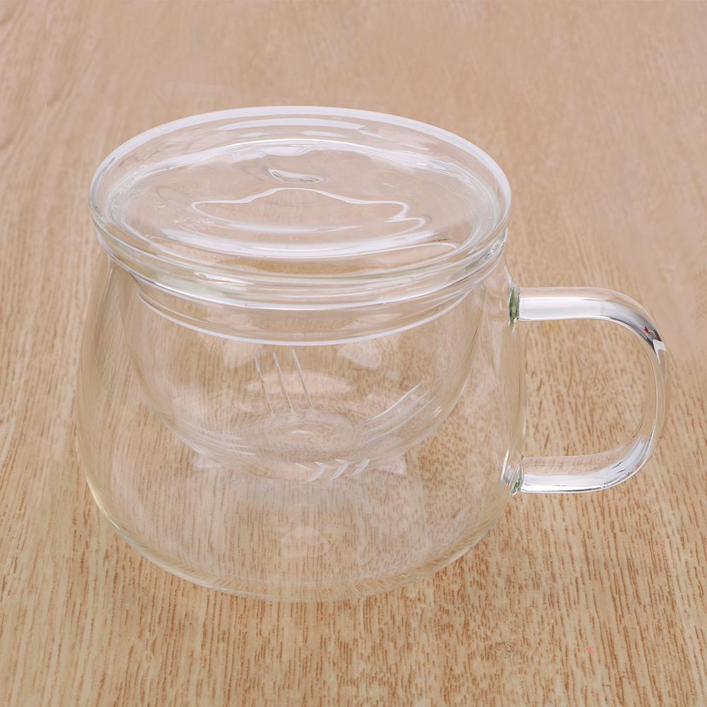 350 мл для дома и офиса, посуда для напитков, прочный заварник для листового чая, кофейный фильтр с инфузором и крышкой, термостойкая стеклянная чайная чашка