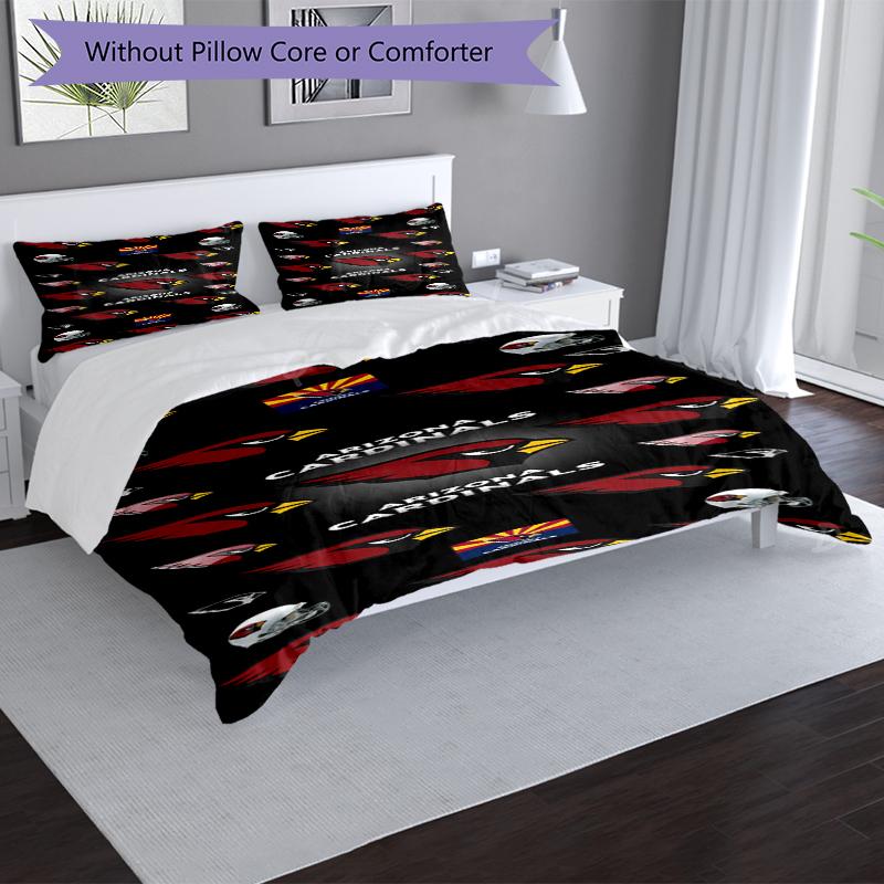 Arizona Cardinals Fan Gear Design Bed Bedding Set 1 Duvet Cover + 2 Pillowcases Soft Breathable Household Bed Linens