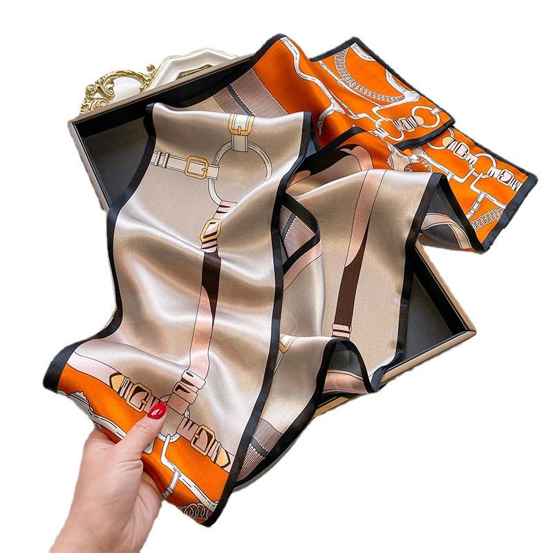 Long silk scarf women's 1116 spring and summer new double-layer printing streamer mulberry silk scarf silk scarf wholesale