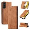 Samsung Galaxy S23+ Magnetic Wallet Case with Stand - Brown Leather Flip Cover by Hurtel