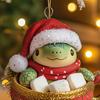 Christmas Tree Pendant Decoration Turtle Wearing Santa Hat Design Sparkling Ornament Holiday Party Decor