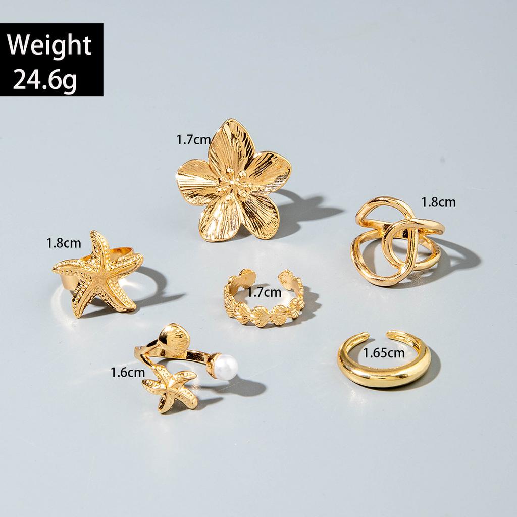 European and American Bohemian Personality Starfish Ring Set Geometric Hollow Sunflower Ring Ring Woman