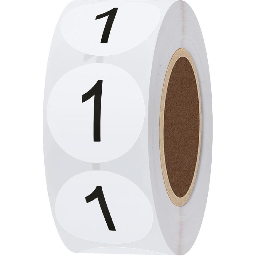 Hybsk Number Stickers 1-10 1" Inch Round Office Warehouse Organization Inventory Storage Labels - 500 per roll 5000 Total Stickers (Gloss Paper)