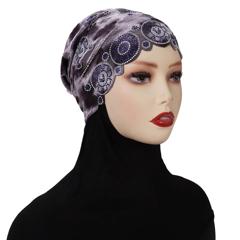 Модный тюрбан для женщин, мусульманский хиджаб, исламский головной платок, африканский платок с бриллиантами, головной платок-боннет.