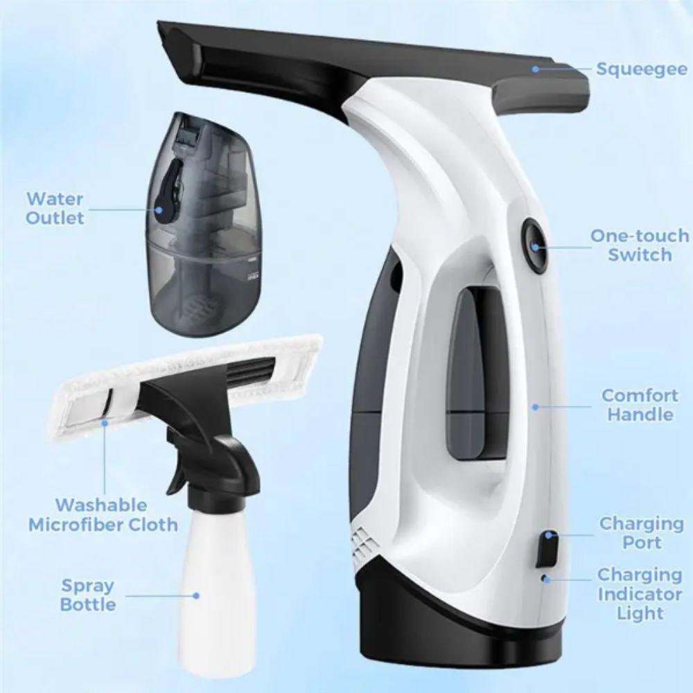 Portable Design Electric Window Cleaner Water Spray Function Powerful Suction Handheld Window Cleaner Cordless Operation
