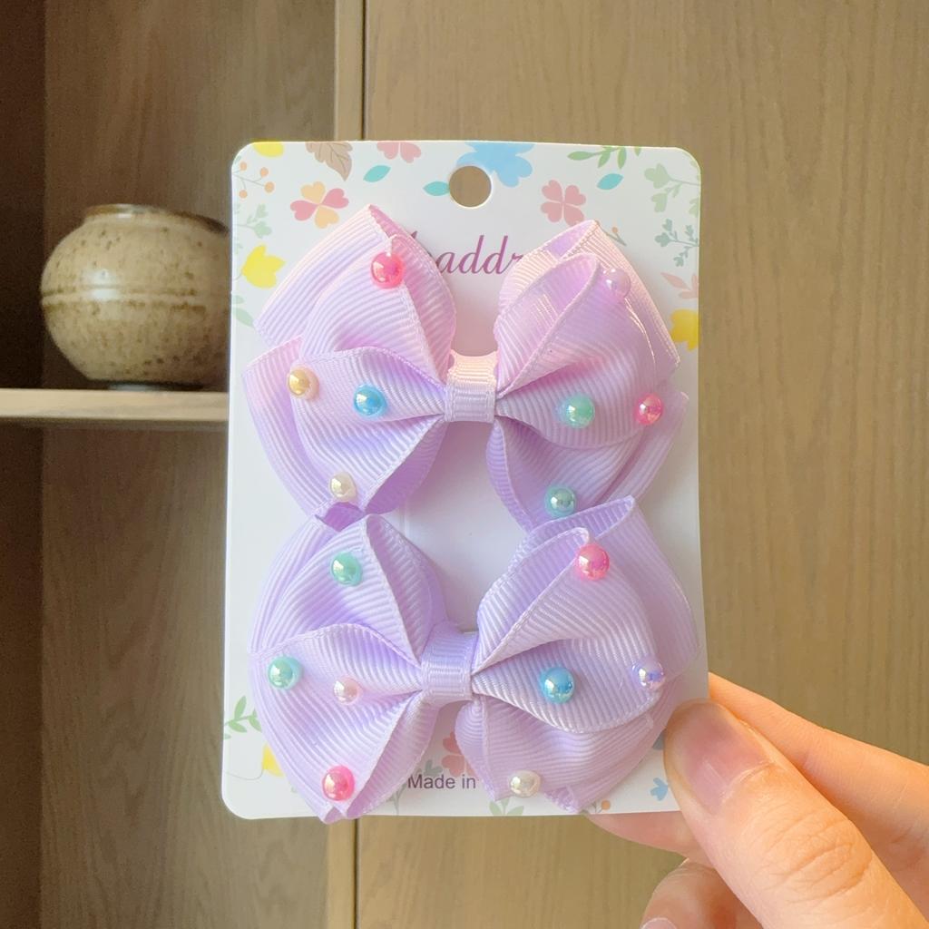 2Pcs/lot Baby Solid Hair Bows Hair Clips Ribbon Bow Hairpin for Girl Cheer Bowknot Barrettes Children Headwear Hair Accessories