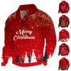 Men's Christmas Cotton Pullover Long Sleeve Outdoor Shirt Vintage Corduroy Button Stand Collar Shirt Casual Sweatshirt Christmas Print Top