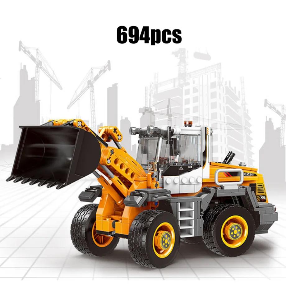 City Technical Building Blocks MOC WheelLoader Car Heavy Mining Truck Crane DIY Engineering Excavator Bricks Toy For Children