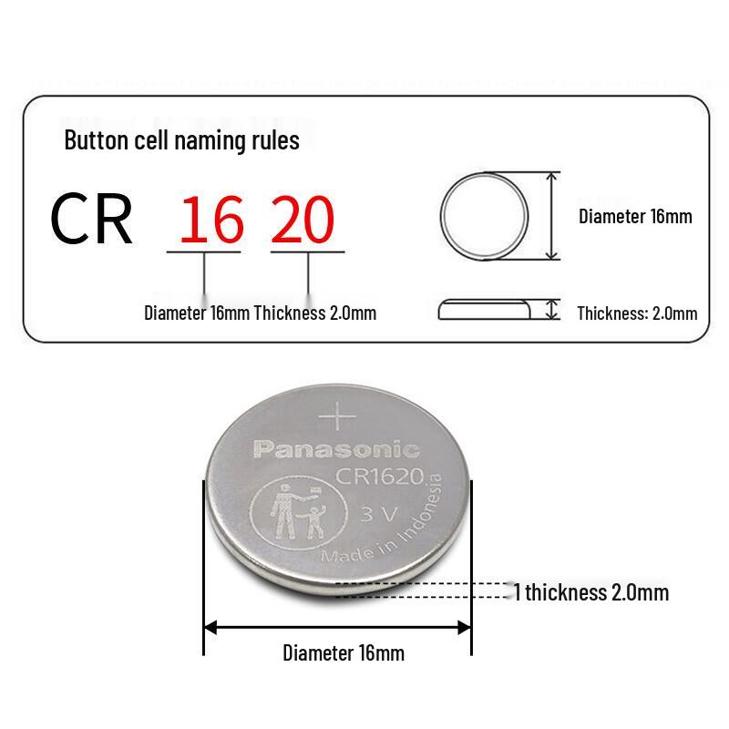 Panasonic CR1620 3V Lithium Button Battery CN plug (adapter included)
