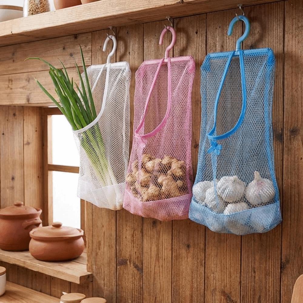 3PCS Breathable Mesh Storage Basket Quick Dry Clothespin Mesh Bag Makeup Organizer Wardrobe