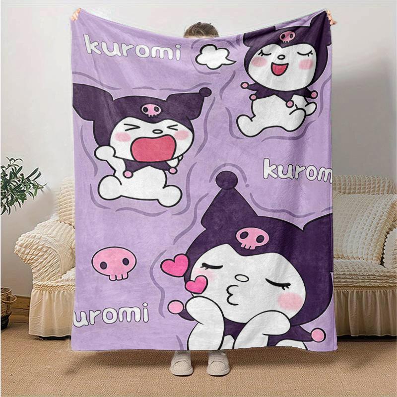 1pc Kuromi's Cute Adventures Blanket, Soft and Cozy Home Decor Gift for All Seasons, Living Room, Travel, Camping, Car Blankets, Beach, Office Naps, P