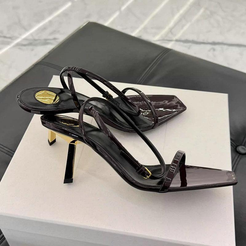 Мода 2025 Новая мода Босоножки на высоком квадратном каблуке Темперамент Сексуальные Тонкий каблук Открытый носок Женская обувь