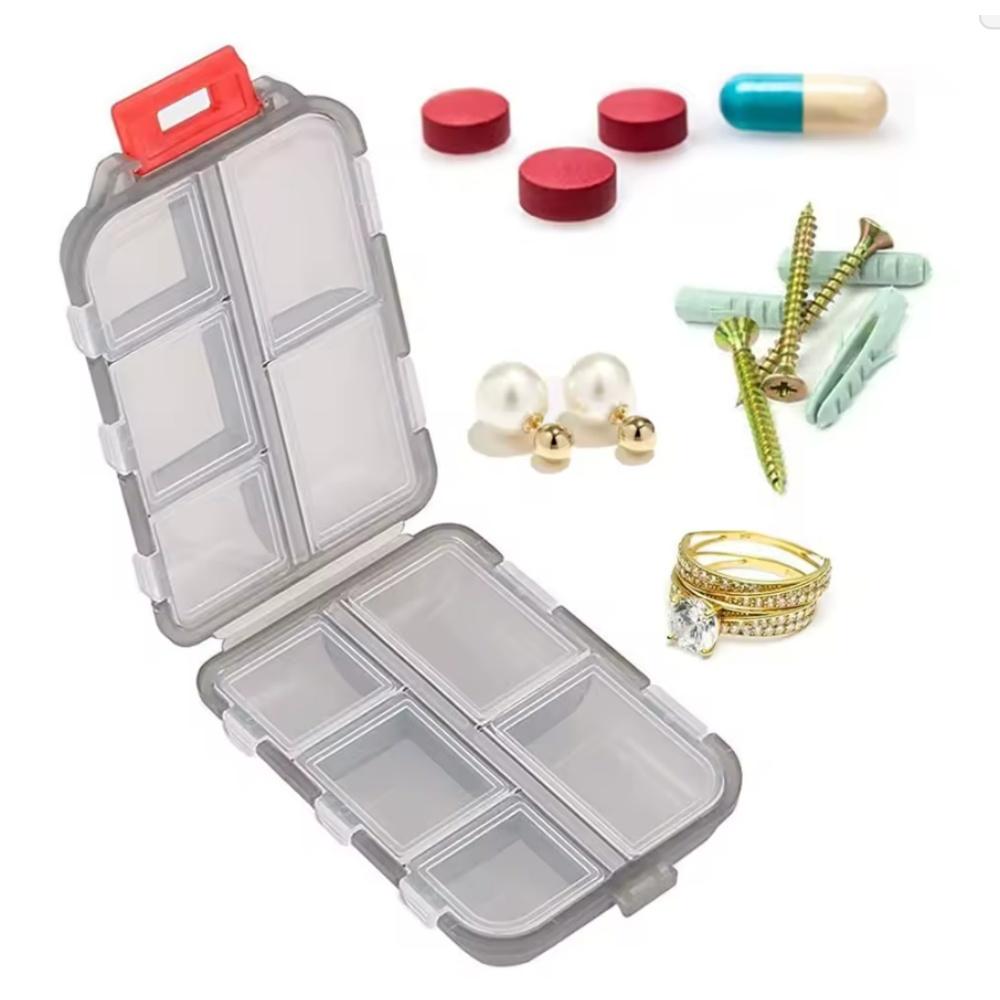 Дорожный органайзер для таблеток с 10 отделениями, карманный портативный контейнер для хранения таблеток, ежедневный контейнер для таблеток или кошелек, для лекарств с рыбьим жиром