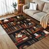 Bookshelf and Cats Print Carpet for Bedroom Living Room Bedside Sofa Floor Mat Modern Home Decor Area Rug Fast Shipping