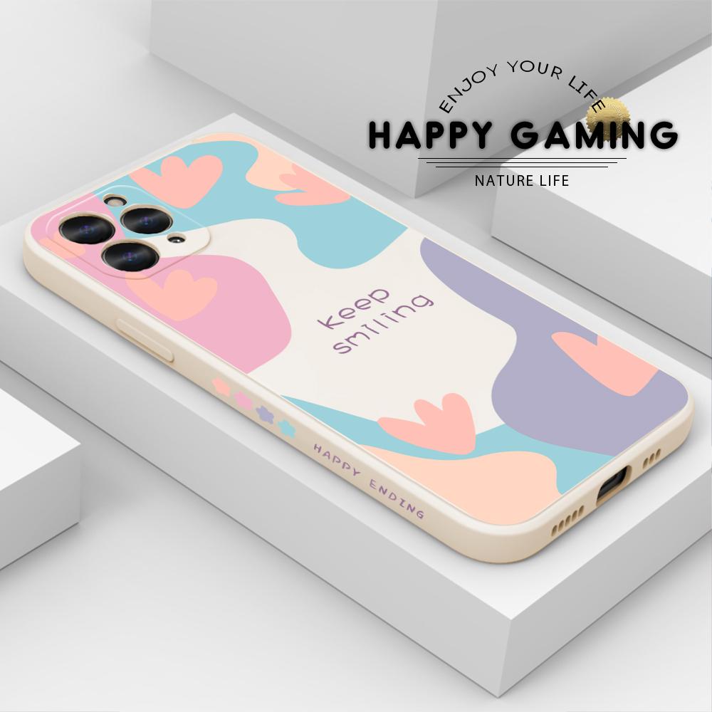 Чехол для телефона с мультяшным красочным узором и квадратным жидким силиконом TPU с полным покрытием для камеры, противоударный защитный чехол для OPPO Reno Realme