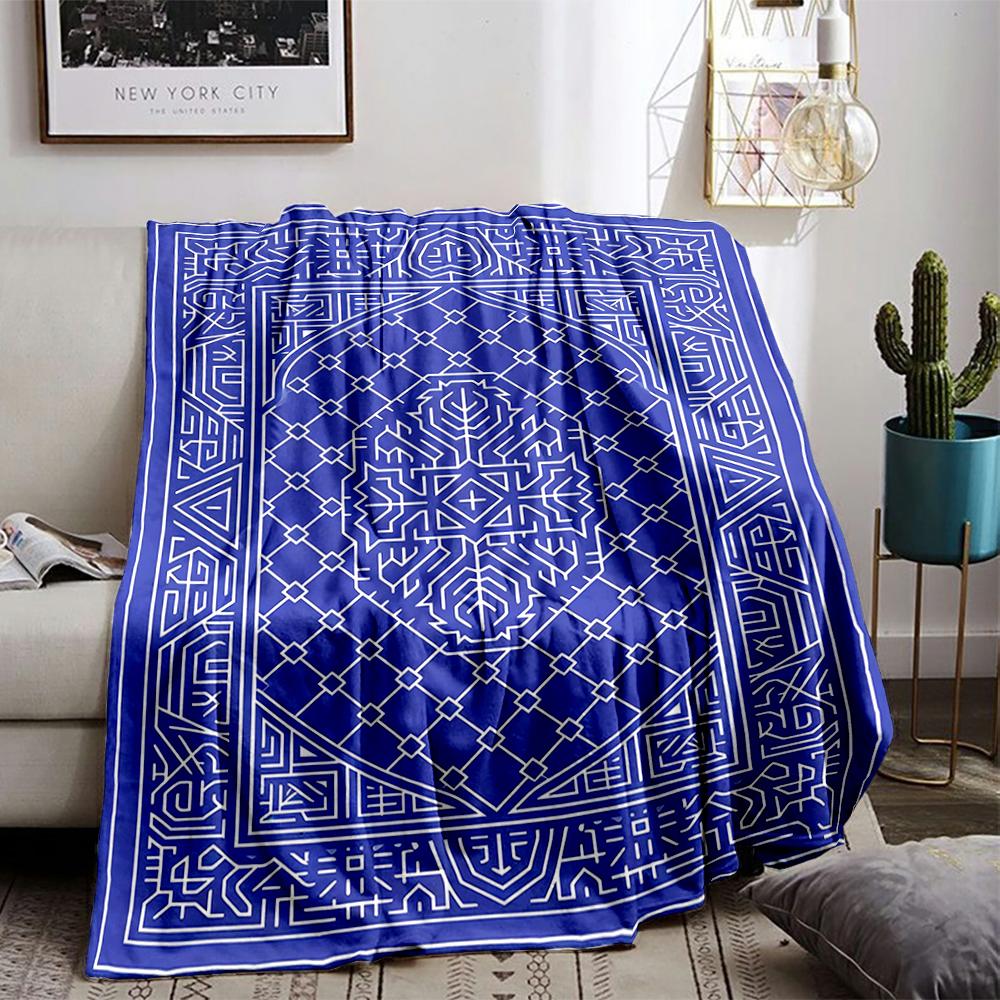 Geometric Pattern Blue blanket, Modern Decorative Floor blanket Design blanket, suitable for use in the bedroom, living room, on the sofa