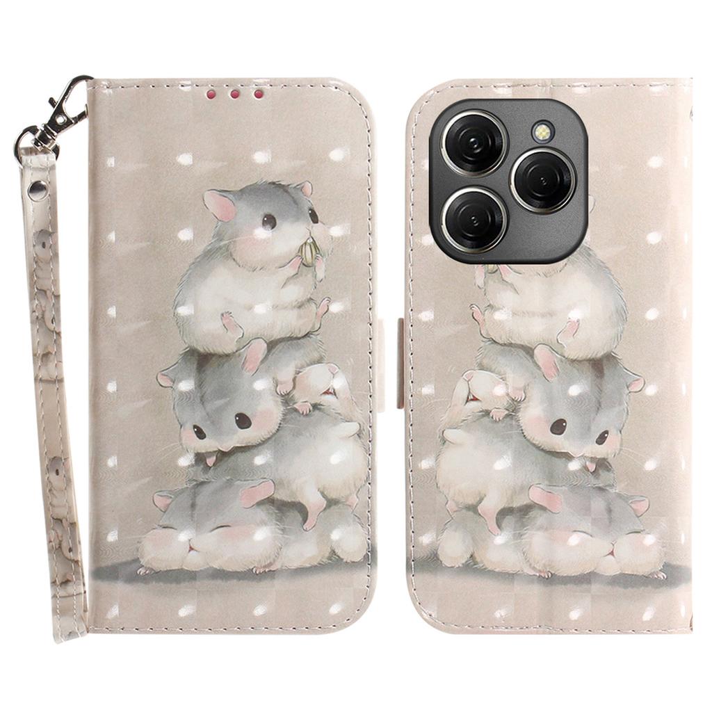 For TECNO Spark 20 Pro Case Pattern Printing Leather Wallet Cover with Strap