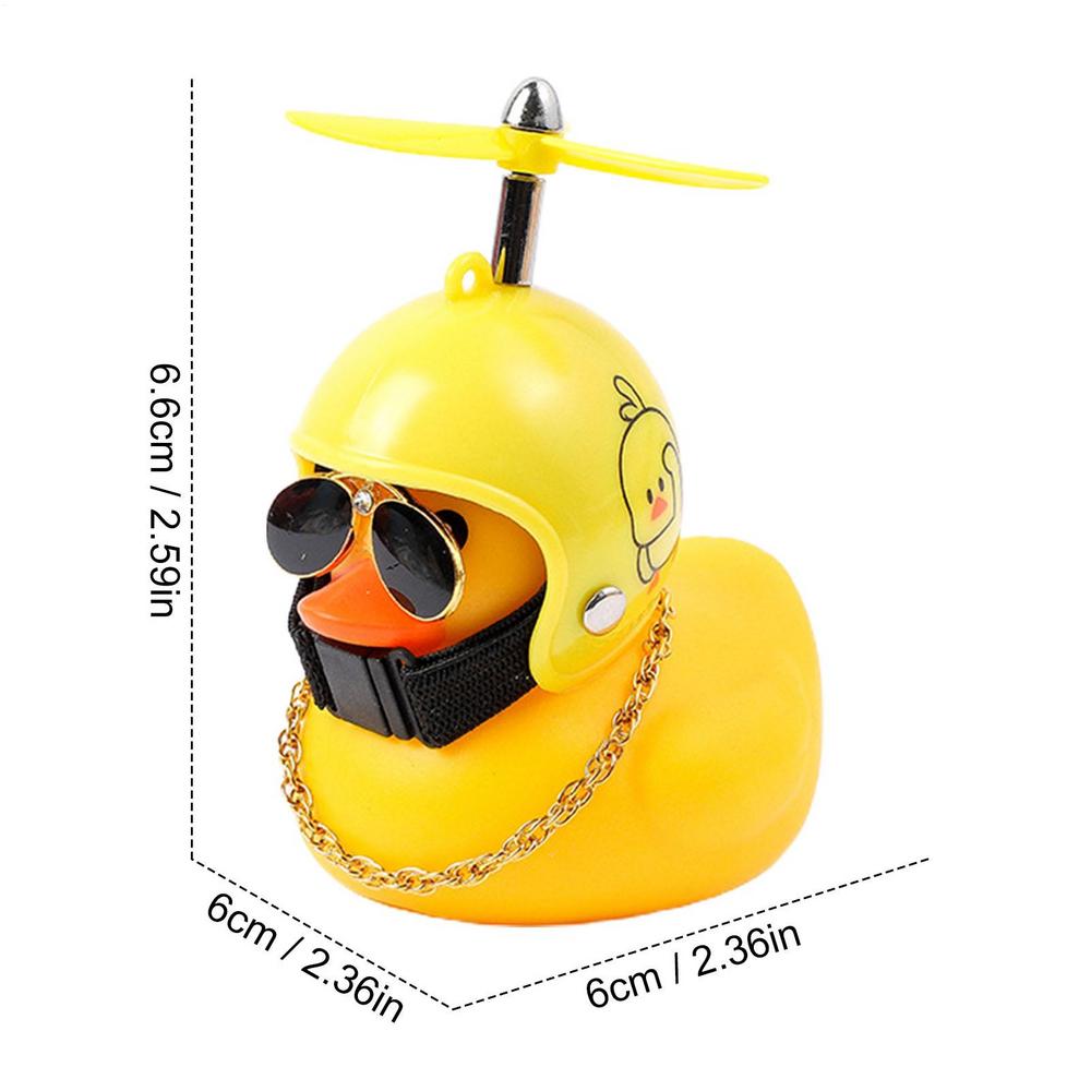 Motorcycle Handlebar Yellow Duck Decoration Rubber Duck Toy Car Ornaments Car Dashboard Decorations With Propeller Helmet