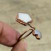Перламутровое кольцо Кольцо с радужным лунным камнем Медные регулируемые кольца из гальванопластики Драгоценный камень Ювелирные изделия из гальванопластики Кольцо ручной работы Подарки для нее