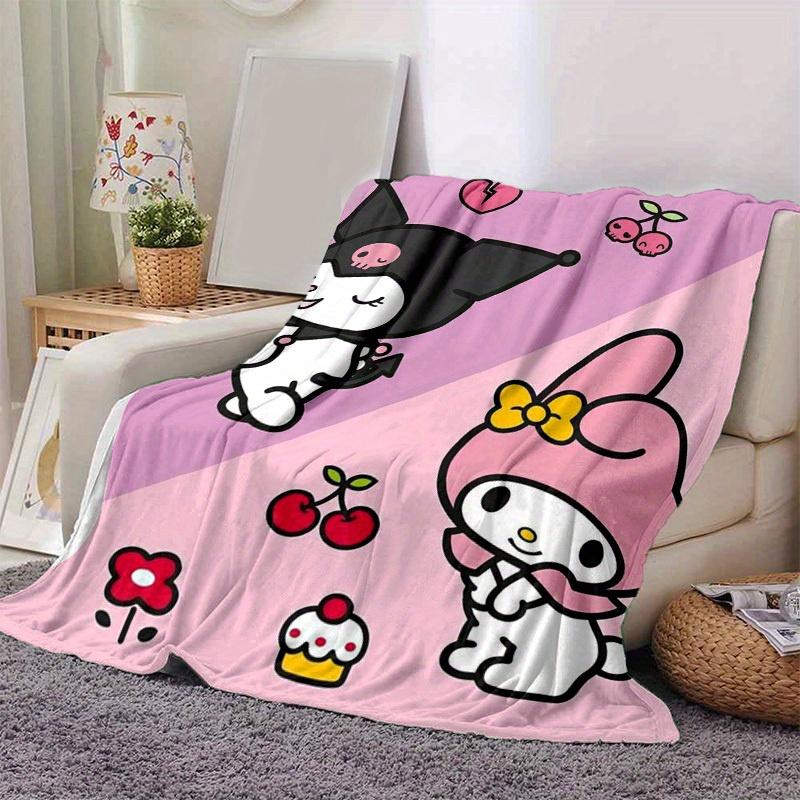 1шт. Милое одеяло с принтом Sanrio Kuromi и My Melody - Идеально для дома, офиса, улицы, идея для подарка, подходит для всех сезоновz041779