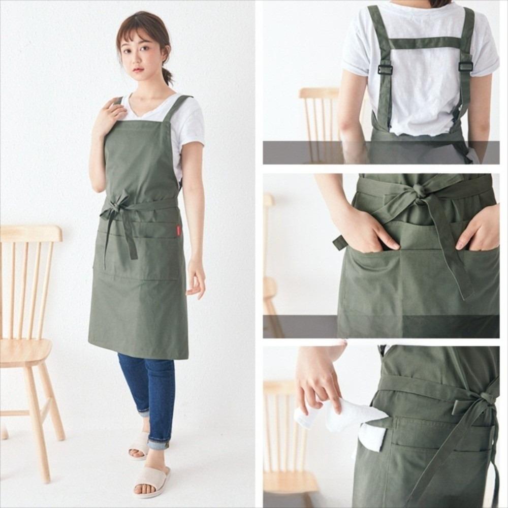 Хлопковый фартук в японском стиле, с лямкой через шею, унисекс, рабочий фартук, бытовой водонепроницаемый фартук, для дома