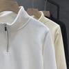 Teen Boys' Trendy Solid Color Half-Zip Sweatshirt with Stand Collar for Autumn/Winter