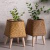 Hand Wove Rattan Woven Flower Pot Retro Flower Planters Creative Flower Basket Home Decor
