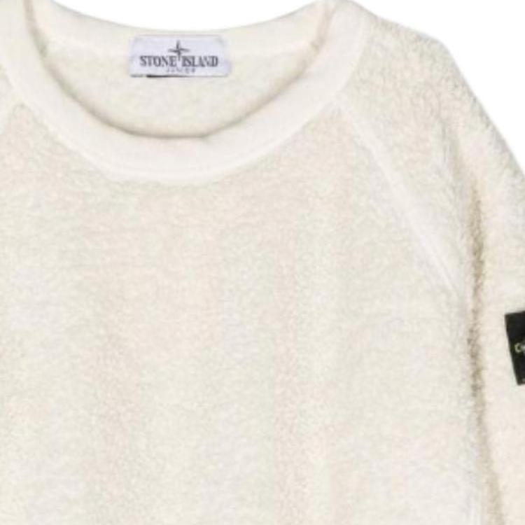 STONE ISLAND Свитшот с логотипом и круглым вырезом Детский свитшот Цвет: Слоновая кость 771660143-V0097