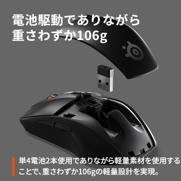 Игровая мышь SteelSeries Wireless, совместимая с низкой задержкой Rival 3 Wireless 62521 2,4 ГГц/Bluetooth