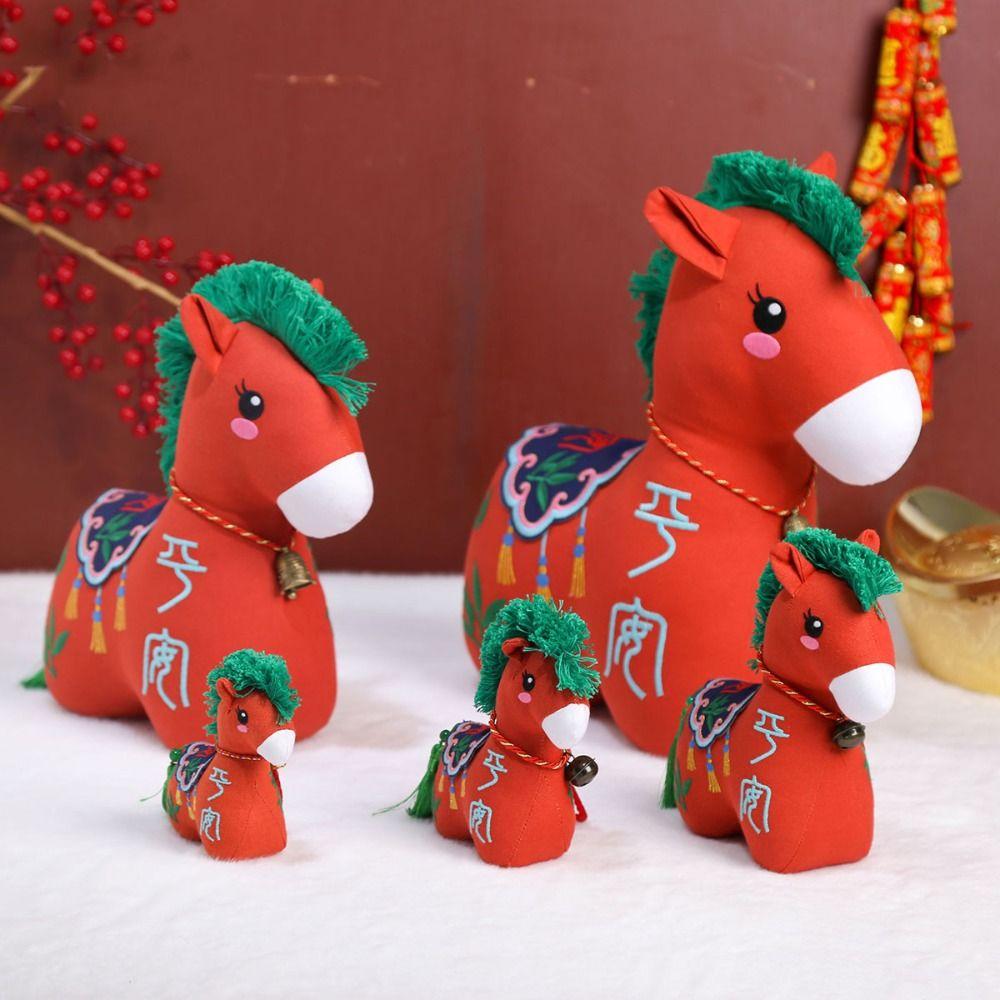 Stuffed Animal Chinese Horse Mascot Embroidery New Year Blessing Souvenir  Festival Decoration