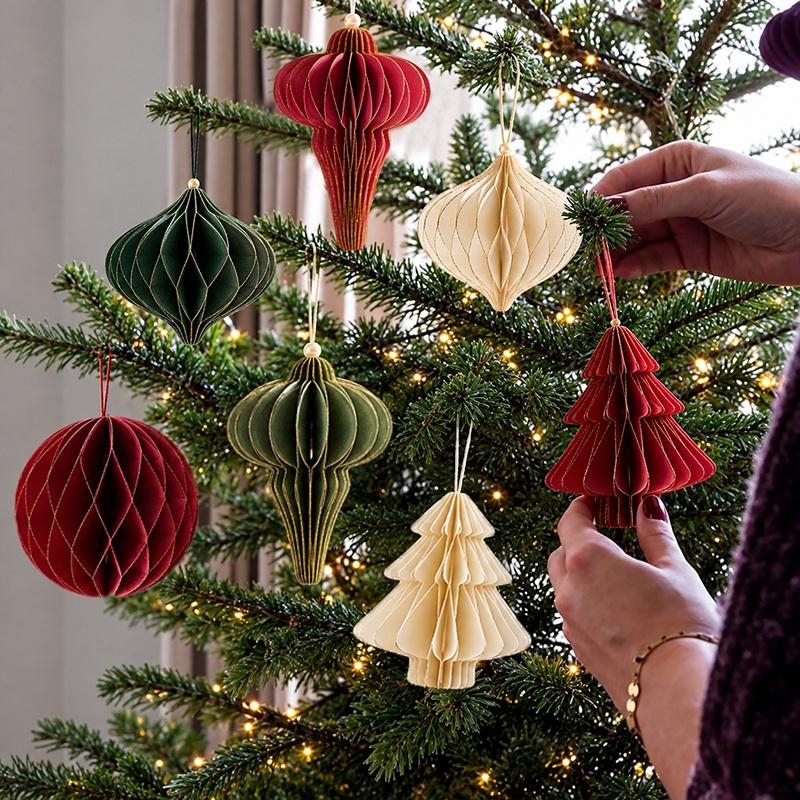 Christmas Hanging Ornament Honeycomb Xmas Tree Pendant Charm Decorations Holiday Party Home Decor Christmas Accessories Navidad 7