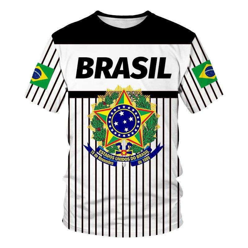 Hot Selling World Cup BRASIL Brazil Flag 3D Printed Pattern T-shirt for Men's Sports Leisure