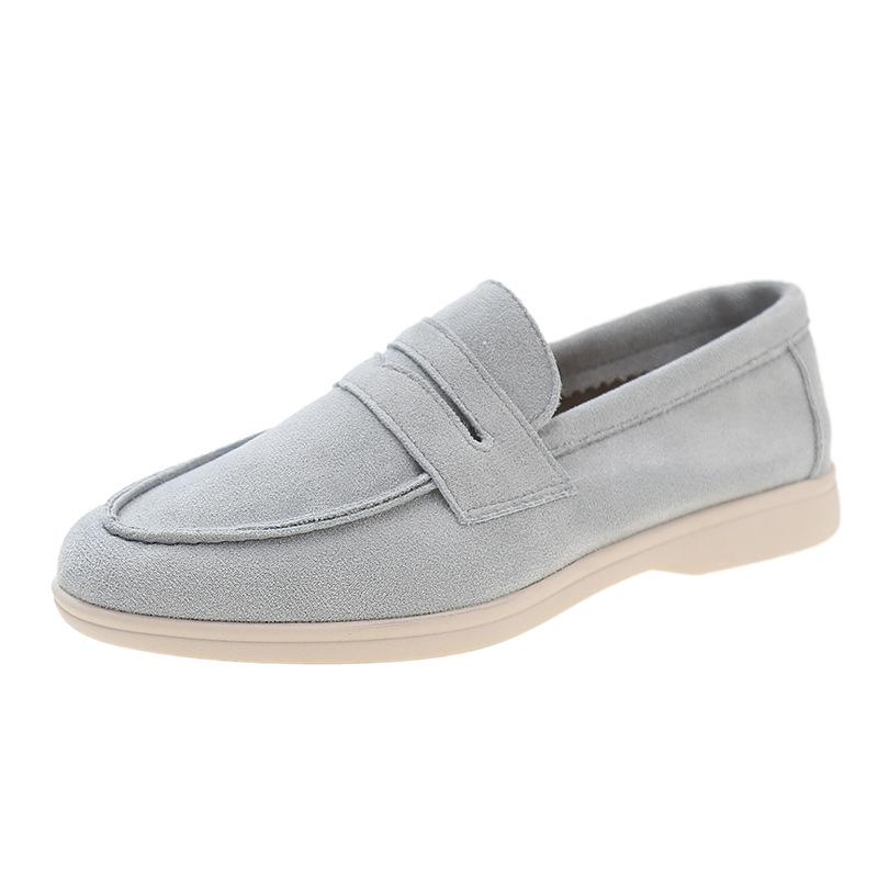 Женские туфли на плоской подошве 2024 года, новые модные замшевые повседневные туфли для ходьбы, без застежек, ленивые мокасины, женские мокасины, удобные мюли, обувь для вождения