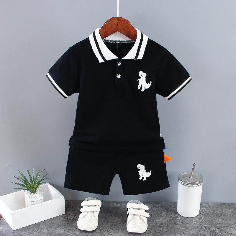 Комплект одежды для маленьких мальчиков, летний белый, черный детский спортивный костюм, комплекты официальной одежды для маленьких мальчиков